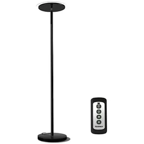 Tenergy Torchiere Remote Control Floor Lamp, LED Floor lamp 30W (150W Equivalent) Standing Lamp with Stepless Touch Dimmer, Two-Part Trip-Proof Cable, 90° Adjustable Top, Warm White Light Tenergy Torchiere Remote Control Floor Lamp, LED Floor lamp 30W (150W Equivalent) Standing Lamp with Stepless Touch Dimmer, Two-Part Trip-Proof Cable, 90° Adjustable Top, Warm White Light