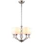CO-Z 5 Light Brushed Nickel Chandelier, Contemporary Ceiling Light Fixture with Decorative K9 Crystal Ball and Satin Etched Cased Opal Glass Shade, Modern Chandelier Lighting for Dining Room