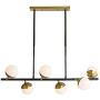 Modo Lighting 6 Lights Mid Century Chandelier Industrial Pendant Light Molecule Magic Bean Glass Globe Ceiling Pendant Light Fixture Metal Linear Chandelier for Living Dining Room Kitchen Island