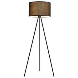 Modernluci Black Tripod Floor Lamp for Modern Living Room, Bedroom - LED Standing Tall Floor Light- E26 Lamp Base- Cylindrical Linen Shade