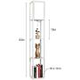 Garwarm LED Shelf Floor Lamp -Asian Wooden Frame-Tall Lights with Organizer Storage Display Shelves-Modern Standing Lamps for Living Room Bedrooms,White