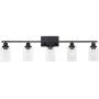 MELUCEE 40 Inches Length 5-Light Bathroom Vanity Light Fixtures Black Industrial Wall Sconce Lighting with Clear Glass Shade for Living Room Bedroom Hallway Kitchen