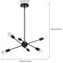 GRUSTRUST 6-Light Black Chandeliers Lighting Easy Mount Ceiling Light Chrome Modern Pendant Light Dimmable Lamp Bracket for Living Room Showroom Study Room(Bulbs Not Included)