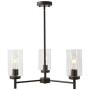 VINLUZ Contemporary 3-Light Chandeliers Rustic Clear Glass Shades Pendant Lighting Oil Rubber Bronze Dining Room Lighting Fixtures Hanging Adjustable Wire Semi Flush Ceiling Lights