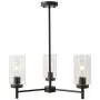 VINLUZ Contemporary 3-Light Chandeliers Rustic Clear Glass Shades Pendant Lighting Oil Rubber Bronze Dining Room Lighting Fixtures Hanging Adjustable Wire Semi Flush Ceiling Lights