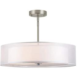 Grazia 20 inch 3 Light Drum Chandelier Ceiling Light - Brushed Nickel - Linea di Liara LL-P117-BN