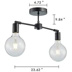 ANJIADENGSHI Matte Black Ceiling Light, 2-Light Modern Style Ceiling Lights Fixture for Living Room Dining Room Kitchen Bedroom, NO Bulb