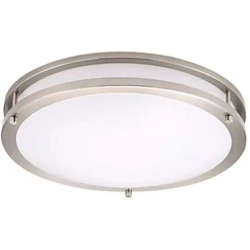 OSTWIN 14 Inch LED Flush Mount Ceiling Light, Dimmable Round Light Fixture, Brushed Nickel Finish, Plastic Shade, 21 Watts (120W Eq.), 1470 Lm, 2700K (Warm Light), ETL and Energy Star Listed