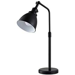 WINGBO Industrial Black Task Desk Lamp with Natural Marble Base, 17.7” - 23.7” Height Adjustable, Table Reading Lamps for Living Room Bedside Office Nightstand