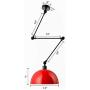 Vintage Ceiling Lights, CraftThink Extendable Nordic Retro E26 Lamp Light Bowl Lampshade Ceiling Lamp Hanging Lamp Pendant Lamp for Living Room/Kitchen/Office (Red)