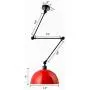 Vintage Ceiling Lights, CraftThink Extendable Nordic Retro E26 Lamp Light Bowl Lampshade Ceiling Lamp Hanging Lamp Pendant Lamp for Living Room/Kitchen/Office (Red)