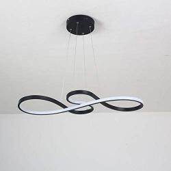 Modern Chandelier Lighting LED Dining Room Dimmable Pendant Light, Length 100cm and Chain 150cm Height Adjustable Hanging Lamp, Creative Design Chandelier Lighting for Kitchen Island (Black)