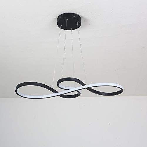 Modern Chandelier Lighting LED Dining Room Dimmable Pendant Light, Length 100cm and Chain 150cm Height Adjustable Hanging Lamp, Creative Design Chandelier Lighting for Kitchen Island (Black)