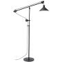 CO-Z Industrial Pulley Floor Lamp Adjustable, 70’’ Antique Floor Task Lamp in Matte Black Finish, Metal Standing Floor Lamp Over Couch for Living Room Reading Office Bedroom.