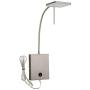 CO-Z Modern Wall Lamp Plug in, LED Bedside Wall Sconce Adjustable with Nickel Finish, 23’’ Silver Corded Wall Mount Light for Bedroom Bedside Bed Reading Living Room Hotel.