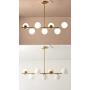 Modo Lighting Modern Gold Chandeliers Brushed Brass Ceiling Pendant Light Globe Glass Hanging Light for Dining Room Living Room Bedroom (7-Light)