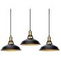 3PCS Barn Pendant Light, Metal Farmhouse Dome Pendant Lighting, Vintage Industrial Light Fixture for Kitchen Island, Dining Room and Bedroom, E26 Base, Brushed Matte Black (Bulb NOT Included)