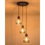 Weesalife Pendant Light with Rustic Black Metal Cage Shade Industrial Retro Matte Black Adjustable 3-Lights Hanging Lighting Pendant Lamp Fixture for Kitchen Island, Barn, Dining Room, Cafe, Farmhouse