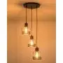 Weesalife Pendant Light with Rustic Black Metal Cage Shade Industrial Retro Matte Black Adjustable 3-Lights Hanging Lighting Pendant Lamp Fixture for Kitchen Island, Barn, Dining Room, Cafe, Farmhouse