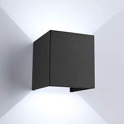 ETiME Modern Wall Sconce Light Black, 3.94'' Up and Down Wall Light LED Indoor Outdoor Waterproof Square Wall Mounted Lamp Fixture for Patio Porch Hallway Stairs Front Door Hotel(12W 6000K White Light)