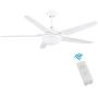 Ceiling Fan with Lights, CJOY 53 Inch Modern Ceiling Fan with 5 Reversible Blades, 3000K, Remote Controls, for Indoor, White