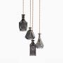 FL-61489BK American Retro Pendant Lamps, Height Adjustable Pendant Lights, 4-Light Chandeliers, Black Glass Hanging Lamps for Corridor, Aisle, Entrance (Black)