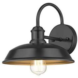 Odeums Farmhouse Barn Lights, Outdoor Wall Lights, Exterior Wall Lamps, Industrial Wall Lighting Fixture, Wall Mount Light in Black Finish with Copper Interior (Black, 1 Pack)