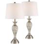 Arden Traditional Table Lamps Set of 2 Mercury Glass Twist White Empire Shade for Living Room Family Bedroom Bedside Office - Regency Hill