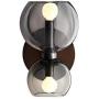 LITFAD Mid Century Modern Smoke Grey Bowl Wall Light 2 Lights Glass Wall Sconce Lighting Creative LED Wall Lamp for Living Room Bedroom Corridor Stairway
