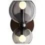 LITFAD Mid Century Modern Smoke Grey Bowl Wall Light 2 Lights Glass Wall Sconce Lighting Creative LED Wall Lamp for Living Room Bedroom Corridor Stairway