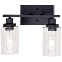 Banato Lighting Black Bathroom Vanity Light 2-Light Indoor Industrial Wall Light Fixtures with Clear Glass Shade for Bedroom Powder Room Living Room