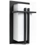 LJ Outdoor Wall Sconce, Exterior Light Fixtures Wall Mount Outdoor Lantern for Entryway Yard Garage Front Porch, Modern Metal Frame, Weather and Rust Resistant (Black)