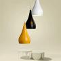 Retro Edison Industrial Pendant Light Modern Tear Drop Design Lamp Shade White Glossy Surface Metal Ceiling Lamp AC110V Lighting Fixture for Kitchen Island Dining Living Room