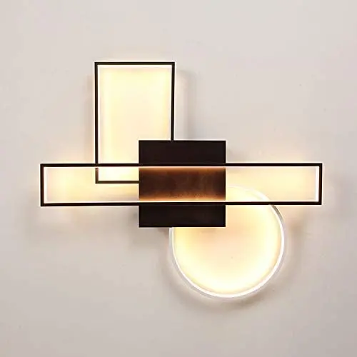 Surpars House Geometric Design LED Chandelier for Bedroom, Flush Mount LED Ceiling Light, 3 Different Shade Ceiling Light Fixture for Living Room, Girls Room, Daylight White Light