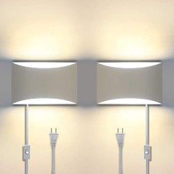 Aluminum Modern LED Wall Sconces Set of 2, 15 W 3000K Warm White Up and Down Lighting Fixture Lamps for Stairway, Bedroom, Hallway, Basement, Cafes, Wall-Mounted or Plug in (4 G9 Bulbs Included)