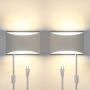 Aluminum Modern LED Wall Sconces Set of 2, 15 W 3000K Warm White Up and Down Lighting Fixture Lamps for Stairway, Bedroom, Hallway, Basement, Cafes, Wall-Mounted or Plug in (4 G9 Bulbs Included)