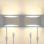 Aluminum Modern LED Wall Sconces Set of 2, 15 W 3000K Warm White Up and Down Lighting Fixture Lamps for Stairway, Bedroom, Hallway, Basement, Cafes, Wall-Mounted or Plug in (4 G9 Bulbs Included)