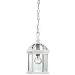 Nuvo Lighting 60/4977 Boxwood One Light Hanging Lantern 100 Watt A19 Max. Clear Beveled Glass White Outdoor Fixture