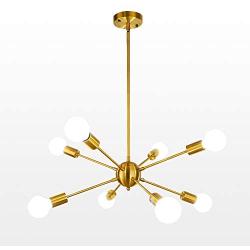 Sputnik Chandelier 8 Lights Modern Gold Ceiling Light Fixture Industrial Electroplated Brass Vintage Pendant Lighting for Dining Room Kitchen Living Room Bedroom by LynPon