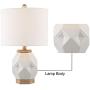 Maxax Table Lamp Ceramic Bedside Nightstand Lamp Set of 2 White Geometric Desk Lamp with Drum Fabric Shade for Living Room Family Bedroom