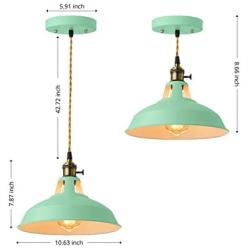 KWOKING Lighting Nordic Macaron Color Industrial Hanging Lamp Creative Modern Adjustable Metal Pendant Light Chandeliers for Living Room, Kitchen Island, Hotel, Warehouse,Study Room, Green