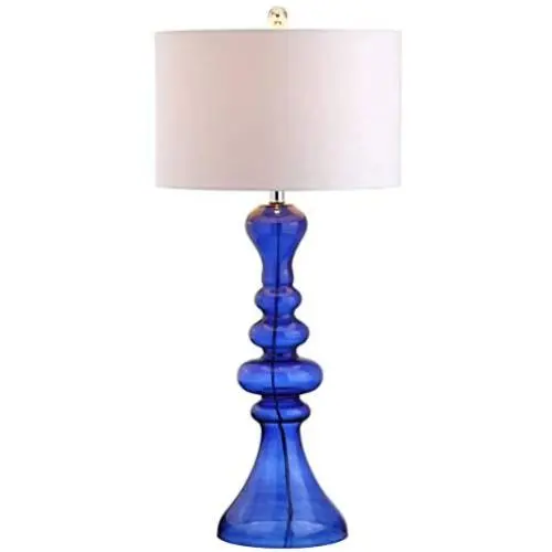 JONATHAN Y JYL4012D Madeline 35'' Curved Glass LED Table Lamp Contemporary,Transitional for Bedroom, Living Room, Office, College Dorm, Coffee Table, Bookcase, Cobalt