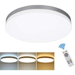 DLLT 24W Modern Dimmable Led Flushmount Ceiling Light Fixture with Remote-13 Inch Round Close to Ceiling Lights for Bedroom/Kitchen/Dining Room Lighting, Timing, 3000K-6000K 3 Light Color Changeable