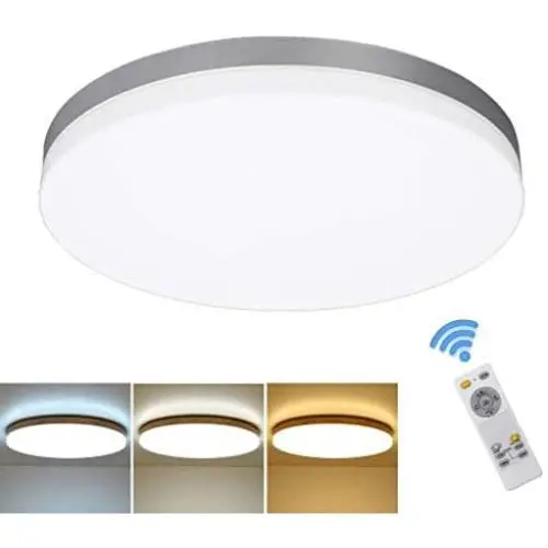 DLLT 24W Modern Dimmable Led Flushmount Ceiling Light Fixture with Remote-13 Inch Round Close to Ceiling Lights for Bedroom/Kitchen/Dining Room Lighting, Timing, 3000K-6000K 3 Light Color Changeable