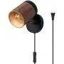 TeHenoo Plug in Wall Lamp Wooden Wall Sconce, Black Wall Light with Cord Rotatable Wall Light Fixture for Bedroom Living Room Bedside Lamp