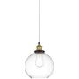 Primo Large Glass Globe Pendant Light Fixture - Black and Gold Hanging Pendant Lighting for Kitchen Island - Mid Century Modern Ceiling Light with Clear Glass Shade