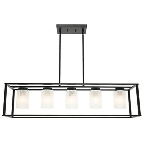 VINLUZ 5 Light Kitchen Island Chandeliers Farmhouse Black Linear Dining Rooms Lighting Fixtures Hanging with White Alabaster Glass Shade Rectangle Modern Industrial Pendant Ceiling Lights VINLUZ 5 Light Kitchen Island Chandeliers Farmhouse Black Linear Dining Rooms Lighting Fixtures Hanging with White Alabaster Glass Shade Rectangle Modern Industrial Pendant Ceiling Lights