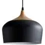 Modern Pendant Light Fixture, D11.4'' Black Metal Lampshade Wood Pattern Dome Minimalist Industrial Ceiling Hanging Light for Kitchen Island, Dining Room, Living Room, Bedroom Restaurant