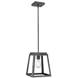 EAPUDUN Lantern Pendant Light, Adjustable Height Square Cage Hanging Lighting Fixture 10'' Rustic Lantern Chandelier for Dinning Room Kitchen Island Foyer, Black&Silver Hand-Brush Finish, PDA1294-FBGT