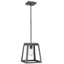 EAPUDUN Lantern Pendant Light, Adjustable Height Square Cage Hanging Lighting Fixture 10'' Rustic Lantern Chandelier for Dinning Room Kitchen Island Foyer, Black&Silver Hand-Brush Finish, PDA1294-FBGT